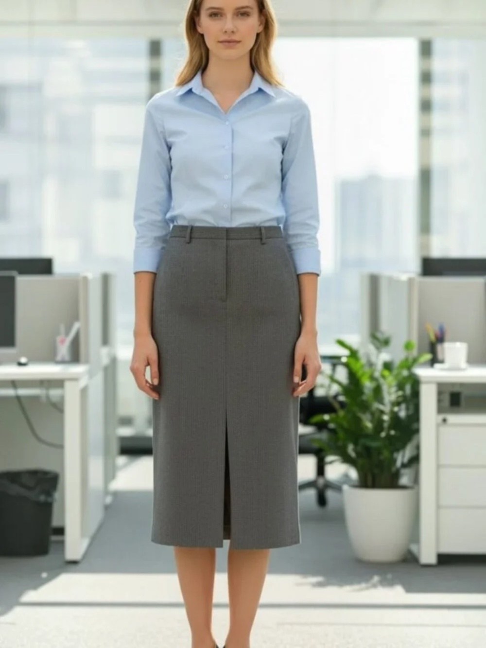 NWT Theory Midi Trouser Skirt Charcoal Flannel Pinstripe Front Pleat Sz 12 $345 - Picture 2 of 4